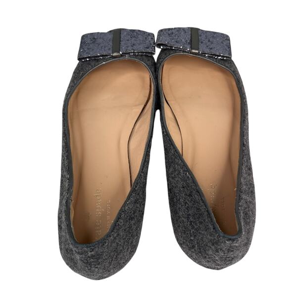 Kate Spade Gray Wool Glitter Bow Hannah Flats 7 - Picture 5 of 10